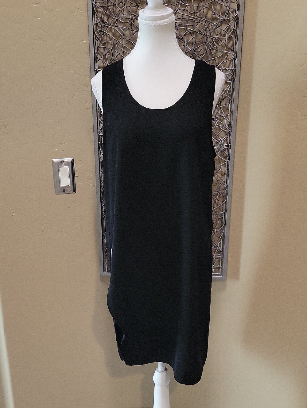 Astr Black Sleeveless Tank with High Side Slits